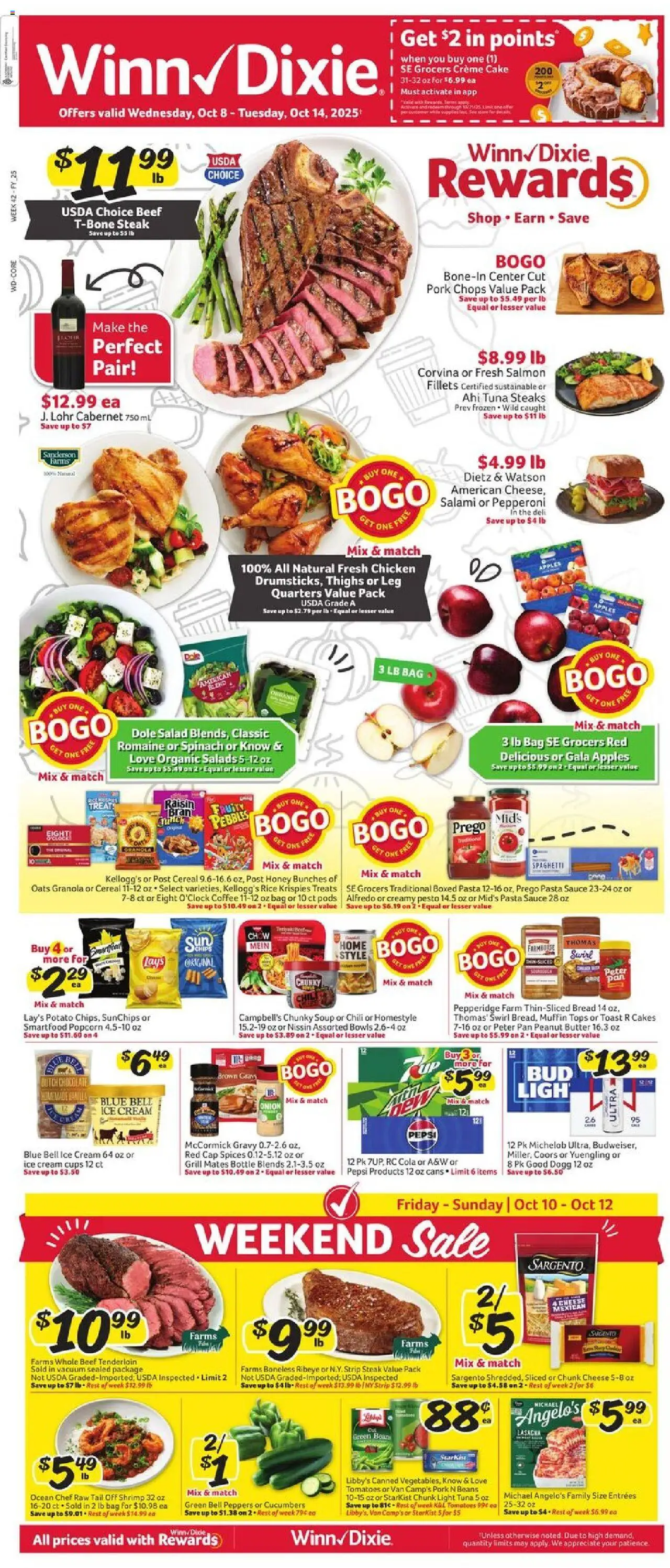 Winn Dixie Weekly Ad - page 1- valid from 10/08/2025