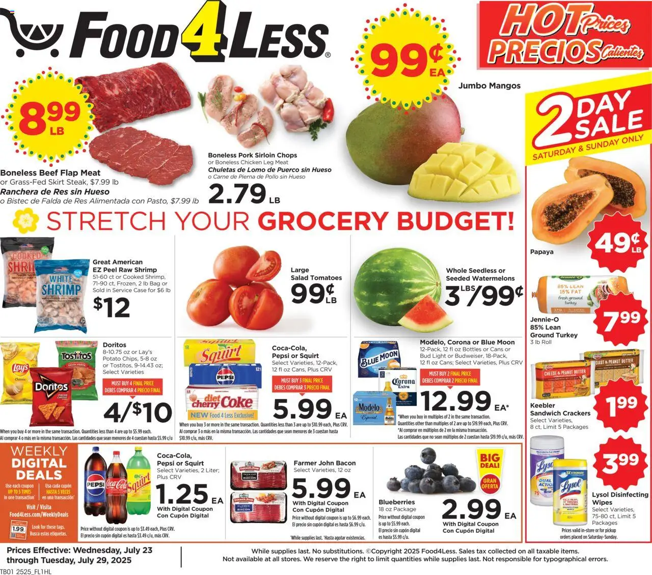 Food 4 Less Weekly Ad - page 1- valid from 07/23/2025